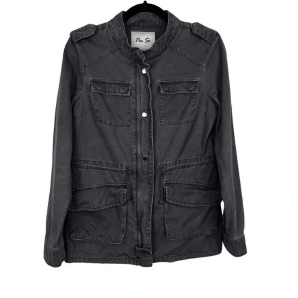 Per Se Utility Military Distressed Style Jacket Size S